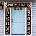 SmoothNovelty 3 Pcs Prom Night Decorations 2026 Graduation Party Supplies Pink Glitter Prom Send off Banner Porch Sign Backdrop for Photoshoot 2026 High School College Graduation Celebrations