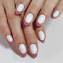 2 x Pink & White French Tip Press on Nails Easter - GJZEZ Soft Gel Almond Nail Press-On, Minimalist Elegant Fake Nails for Women Weddings Bridal Party | 16 Sizes - 32 pcs Reusable Nail, Blush French