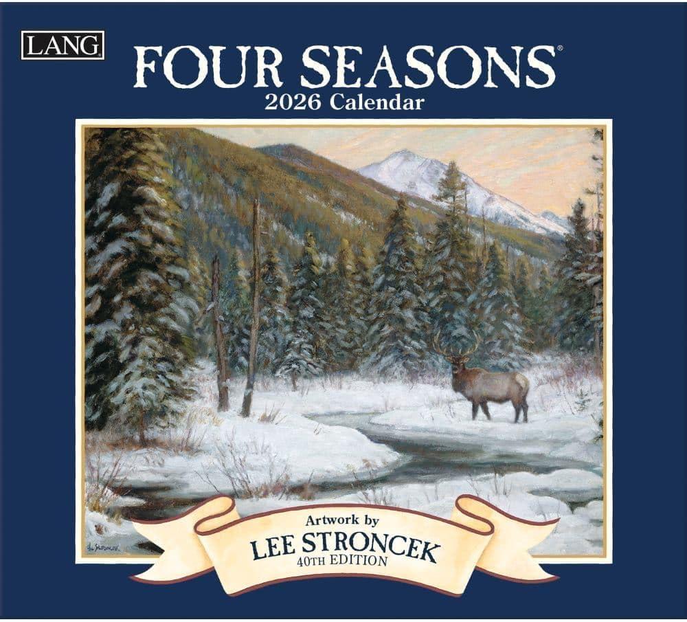 Lang Four Seasons 2026 Wall Calendar  12-Month Calendar with Stapled Binding, Linen-Embossed Seasonal Landscape Artwork by Lee Stroncek, 13.4"  12"