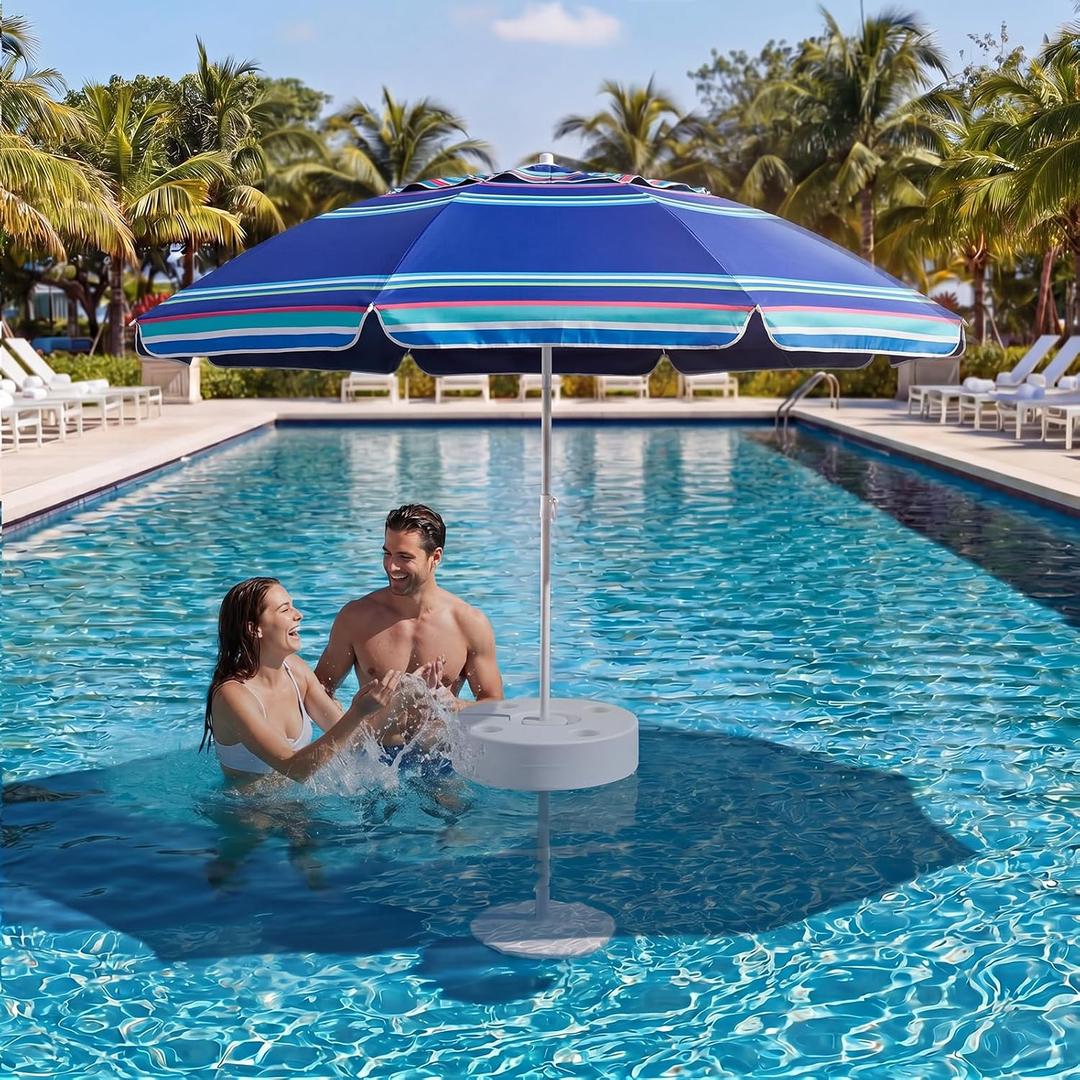 Briwooody Floating Pool Umbrella Outdoor, Novel Styles, Blue Stripes, 5 ft