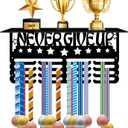 Medal Hanger Display Holder Rack Running Medal Holder for Awards or Ribbons Never Give Up Awards Hanger Metal Race Plaques Hanger for Athlete Boy Girl Holder Gifts for Runners