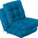 QILLOWAY Outdoor Seat/Back Chair Cushion Tufted Pillow, Spring/Summer Seasonal Replacement Cushions - Set of 2 (Peacock Blue)