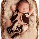 Newborn Photography Props Outfits Boys Girls Cowboy Vest & Boots Baby Photo Prop Costumes Set