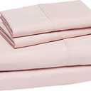 Amazon Basics Breathable Lightweight Wrinkle Resistant Microfiber 4-Piece Bed Sheet Set with 14-Inch Deep Pockets, Luxury Bedding, Queen, Blush Pink