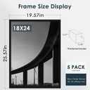 18x24 Frame 5 Pack, Black Poster Frames 18 x 24 for Horizontal or Vertical Wall Mounting