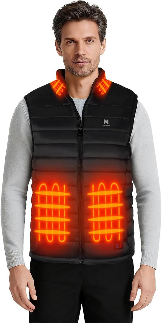 MRAWARM Heated Vest, Lightweight Electric Heated Vest for Men Women wiht 6 Heating Zone and 3 Temperature (Large, Black-us)