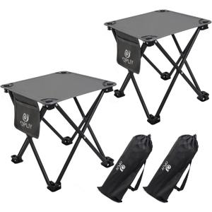Opliy Camping Stool 2 Pack,13.5 Inch Portable Folding Stool for Outdoor Gardening and Beach Hiking Fishing,Foot Stool with Carry Bag (Gray)