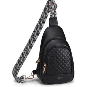 Crossbody Bags for Women Anti Theft Small Sling Handbag with Zipper Lock Vegan Leather RFID Blocking Chest Pure (Black)