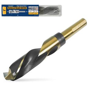 1 Inch Drill Bit - Reduced Shank High Speed Steel HSS 4241 for Heavy-Duty Metal & Steel, 1/2" Shank, Black & Gold Coated for Structural Beams, Thick Plates