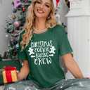 Christmas Cookie Baking Crew Shirts Women: Merry Christmas Printed T Shirt Casual Xmas Holiday Tee Tops (L)