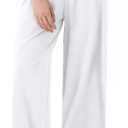 Womens Wide Straight Leg Work Pants Casual Slacks Business Office Trousers Button Dress Pants