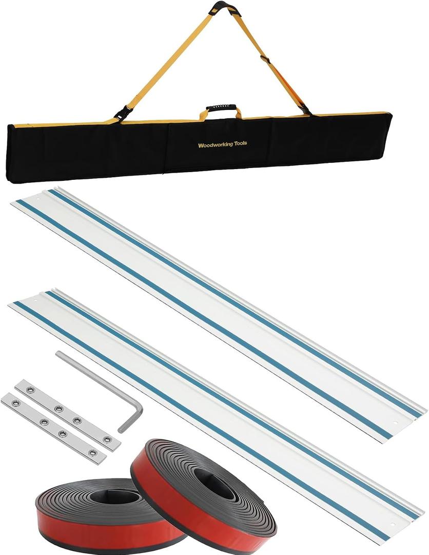 194368-5 110"Track Saw Guide Rail, Perfect Fit Makita Track Saw, 2*55in Makita Guide Rail+Bag