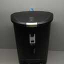 simplehuman 50 Liter / 13 Gallon Semi-Round Kitchen Step Trash Can with Secure Slide Lock, Black Plastic