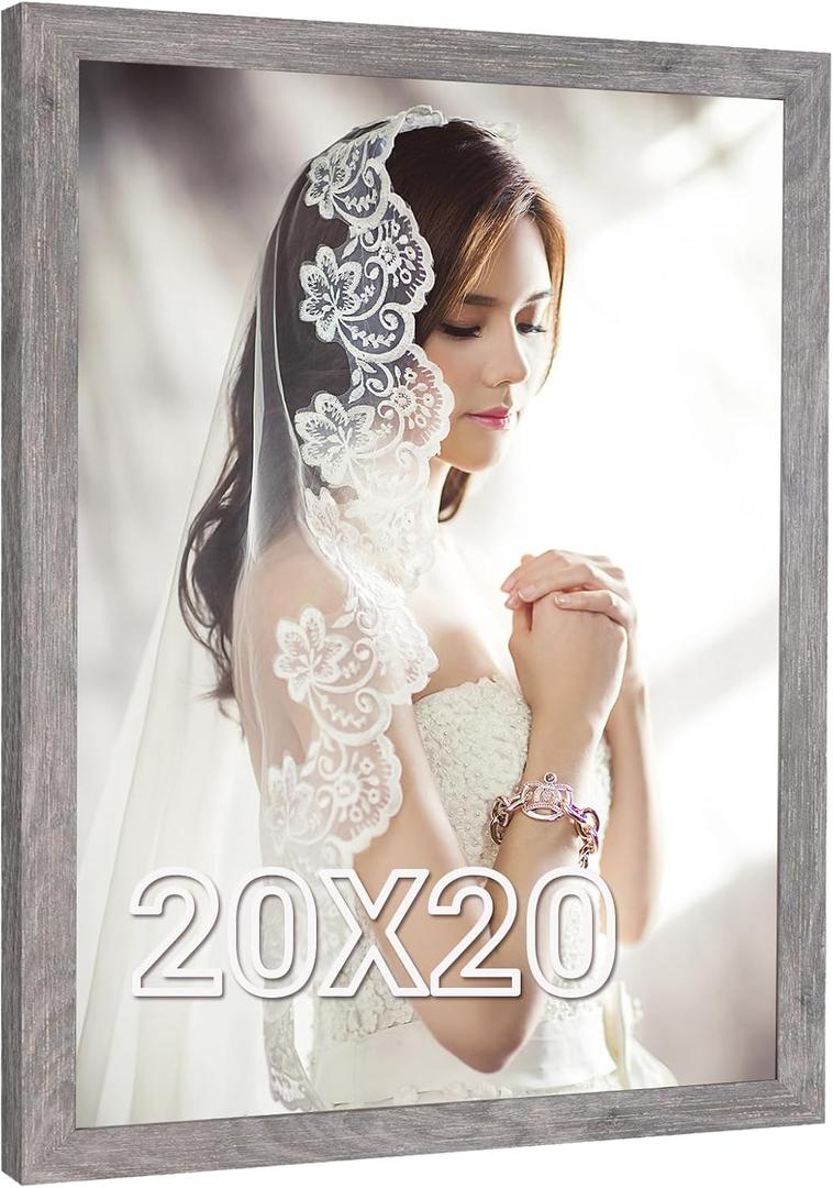 20x20 Frame Distressed Gray, Rustic 20x20 Picture Frame Grey, Art Pic Poster Frame, 20 by 20 Gallery Family Concert Portrait Photo Frame Anniversary/Birthday/Wedding/Thank you/Christmas Gift, 20x20in