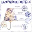 6 Pcs Chandelier Lamp Shades 3" Top x 6" Bottom x 5" Slant Mini Lampshades French Countryside Toile Clip on Lamp Shades Mini Droplight Covers Light Chimney for Pendant Wall Lamp Lights(Blue)