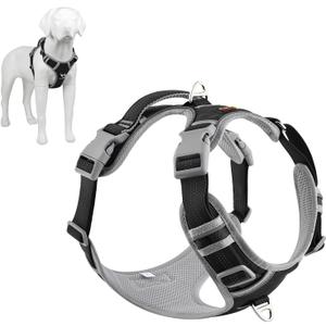 Plutus Pet No Pull Dog Harness, Release at Neck, Reflective Adjustable Dog Vest Harness, Easy Control Handle for Walking, for Small Medium Large Dogs, Black, S