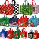 habgp Christmas Gift Bags Assorted Sizes with Handle 24 Pack, Reusable Tote Gift Bags Includes 4 Extra Large, 8 Large, 8 Medium, 4 Small, Non-Woven Christmas Bags for Gifts Xmas Party Holiday Favors