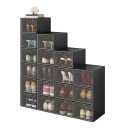 Details from Shoe Storage Box, 15 Pack Clear Plastic Stackable Shoe Organizer for Closet, Interlocking Design for Sneakers, Foldable Shoes Container Rack with Lids, Black