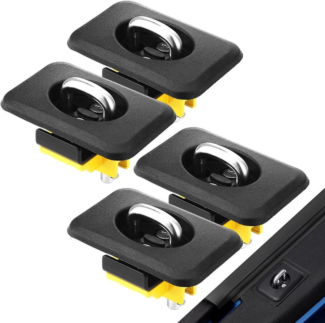 Tie Down Anchors for Truck Bed, Raised Fit Retractable D Ring Tie Down Compatible with '88-13 Chevrolet Silverado and GMC Sierra, 95-08 Dodge RAM, 98-14 Ford F150, 98-16 Ford Super Duty 4pcs (4pcs /set)