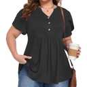 PLOKNRD Plus Size Tunic Tops for Women Casual Loose Fit Blouse Black 2X (Black, XXL)