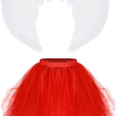 2 Pieces Cupid Halloween Women Costume Accessory Set, Halloween Red Women Costume Bow and Arrow Tutus Skirt Wings