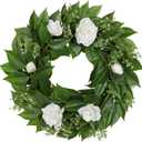 18 Inch Artificial Camellia Wreath for Front Door Spring Summer Door Wreaths Floral Wreath for Farmhouse Wedding Wall Mantel Porch Window All Season Indoor Outdoor Home Decor