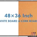 Magnetic White & Cork Board Combo 48" x 36" Aluminum Frame Black
