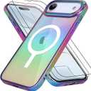 Bonoma for iPhone Air Case 2025 Magnetic Support for Magsafe Bling Laser Iridescent Florescent Crystal Camera Protector Shockproof Edge Cover -Purple