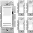 BESTTEN 5 Pack Dimmer Light Switch, Single Pole or 3-Way, Compatible with Dimmable LED, CFL, Incandescent and Halogen Bulb, LED Slide Dimmer Switch, Neutral Wire Not Required, 120VAC, UL Listed, White