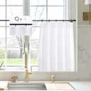 White Linen Kitchen Curtains 18 inch Length Pinch Pleat Cafe Curtains 1 Panels