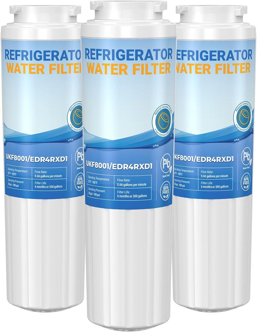UKF8001 Replacement for Whirlpool Filter 4 - Edr4rxd1 Water Filter fit for Filter 4, whr4rxd1, UKF8001AXX-200, krfc300ess01, wrf555sdfz16 wrx735sdhz00 wrx735sdhz02, Hdx Fmm-2 | 3pack | Zypxsyxgb