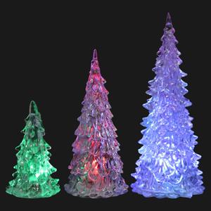 Beaupretty 3 Pieces Lighted Christmas Tree Figurine Color Changing LED Acrylic Holiday Tree Christmas Table Top Decoration for Centerpieces Window Desk Mantel Gift White