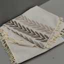 QIANQUHUI Embroidered Tablecloth for Dining Table,Dust Proof Spillproof Soil Resistant Cotton Linen Rectangle Table Cloths (Coffee Wheat, Square, 55''x55'', 2-4 Seats)