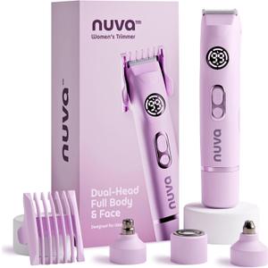 NUVA 4-in-1 Bikini Trimmer for Women | Painless Electric Razors & Shavers with Interchangeable Heads | Cordless Body & Facial Hair Trimmer with Ceramic Blade, IPX7 Waterproof and USB Rechargeable