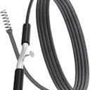 Threlaco 25 ft Drain Auger Plumbing Snake for Heavy Deep Blockages 3/8" Diameter Flexible Plumbing Cables Drain Snake for Kitchen Bathroom Shower Sink Cleaning Drainage Clogs