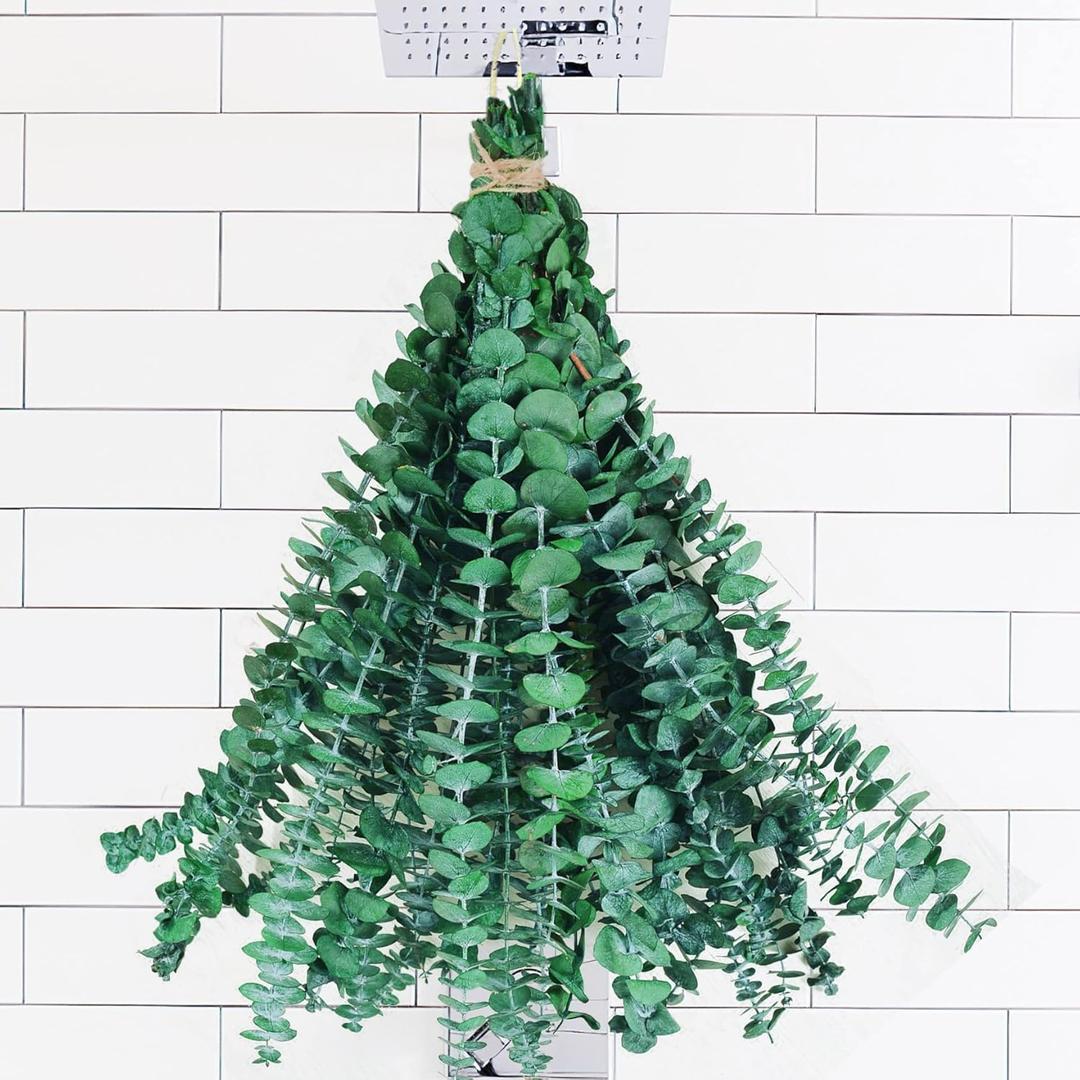 10 Pcs Real Dried Eucalyptus for Shower & Decor, 17" Real Fresh Hanging Eucalyptus Stems, Vase Filler for Bathroom, Wedding & Flowers Arrangement (Green-10pcs)