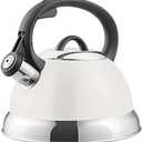 Mr. Coffee Flintshire Stainless Steel Whistling Tea Kettle w/Nylon Handle, 1.75-Quart, Linen