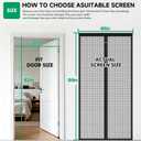 HOFUDON Upgraded Magnetic Screen Door Mesh, Full Strip Magnets, Heavy Duty Fiberglass Mesh, Door Screen Magnetic Closure for Single Door Size 38 x 82 Inch, Screen Door Size 40 x 84 Inch Black