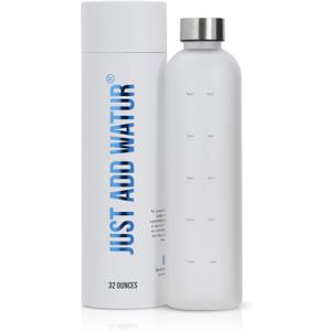Motivational Water Bottle with Time Marker Reminder, BPA Free Frosted Tritan Plastic, Leakproof and Drop Resistant, 1 Liter 32 Oz