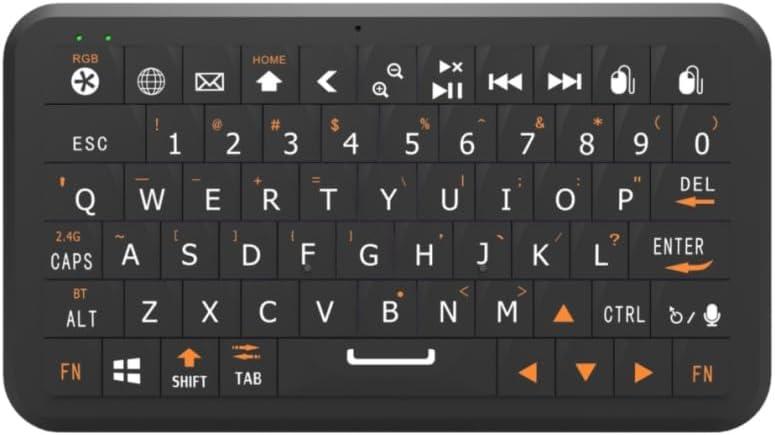 Mini Keyboard with Bluetooth 5.0/2.4G Dual Mode, Gyroscopic Motion Mouse, 64 Keys, RGB Backlight Options, Rechargeable Battery, Type-C Win/iOS/Android/ (Black)