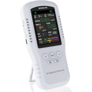 8-in-1 Indoor Air Quality Monitor, Formaldehyde Detector, Temperature & Humidity Meter, Sensor, Tester Detect PM2.5, CO, CO2, HCHO,TVOC,AQI Micron Dust, Home Air Test Kits