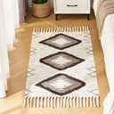 Boho Runner Rug, Washable Hallway Rug Runner Non Slip Rubber Backed, Kitchen Farmhouse Area Rug Floor Mat with Tassels, Tufted Woven Cotton Entryway Carpet (Brown, 2.3'x3.8')