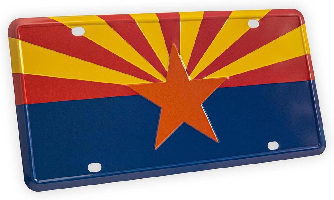 Pickwicks Arizona State Flag License Plate – Embossed Aluminum 6”x12” Metal Tag – Grand Canyon State Car Plate for Trucks, SUVs & RVs – Fade-Resistant & Weatherproof (Arizona)