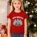 Christmas Shirts Boys Girls Christmas Tree T Shirt Toddler Christmas Graphic Tees Holiday Short Sleeve Tops (Red2)