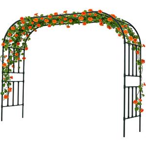 Square Tube Garden Arch Trellis, 10.5FT x 8.2FT Metal Arbor, Outdoor Trellis for Climbing Plants, Black