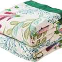 Boho Throw Blanket for Bed, 100% Cotton Soft Rustic Quilt Fall Blanket, 60"x80" Floral Printed Farmhouse Decor Bed Blankets, All Season Rustic Reversible Bohemian Throw Quilt