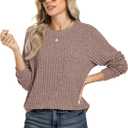 Motarto Lightweight Sweaters for Women Tunic Ribbed Tops Pull Over Casual Long Sleeve Shirts Plus Size Top for Daily Wear (Small, Coffee)