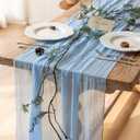 Keketoarrange 6pcs Light Blue Gauze Rustic Cheesecloth Table Runner 120 Inch 10 FT for Wedding Baby Shower Bridal Shower Birthday Engagement Garden Outdoor Party Long Sheer Boho Decorations