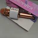 BONAOK Karaoke Microphone for Kids & Adults - Bluetooth Microphones Singing Mic with Disco Lights, Echo Effect, Built-in Speaker Portable Karaoke Player for Party Travel Gifts Q78(Gold)