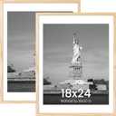 ENJOYBASICS 18x24 Picture Frame, Display Poster 16x20 with Mat or 18 x 24 Without Mat, Wall Gallery Photo Frames, Natural, 2 Pack